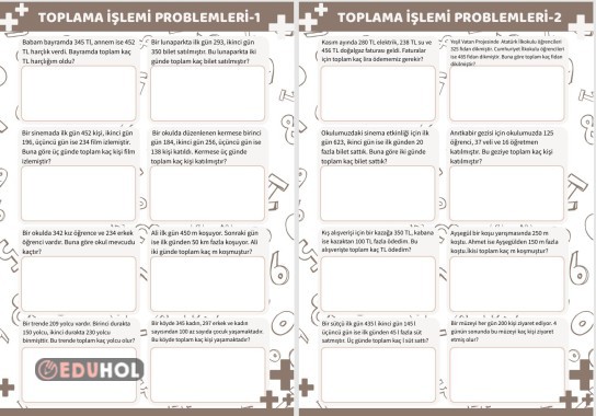 Toplama İşlemi Problemleri 1-2