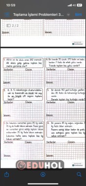 Toplama işlemi problemleri 3-4