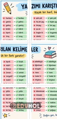 Yazımı Karıştırılan Kelimeler 8 Sayfalık Pano