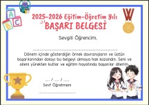Başarı Belgesi Boş Şablon 2025-2026