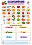Besin grupları kes-yapıştır etkinliği renkli/renksiz