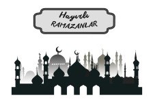 Ramazan Ayı Suluboya Üzerine yapıştırmalık Şablon