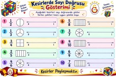 kesirlerin şekille ve sayı doğrusu üzerinde gösterimi