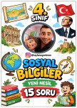 4.Sınıf Sosyal Bilgiler Yeni Nesil 15 soru tarama sınavı