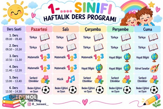 1. SINIF DERS PROGRAMI