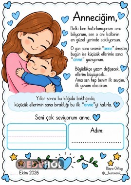 anne YAZMA ŞABLONU MAVİ-ERKEK