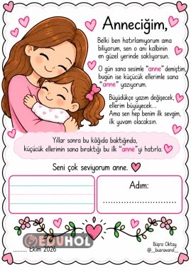 anne YAZMA ŞABLONU PEMBE-KIZ