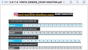 GÜNAY YAYINLARI 5-6-7-8 DENEMELERİN CEVAPLARI