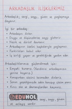 Arkadaşlık ilişkilerimiz ders notu