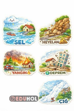 Doğal Afetler Deftere Yapıştırma