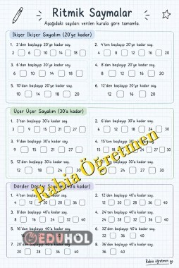 İkişer, üçer, dörder ritmik sayma