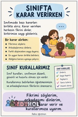 Sınıfta karar alırken pano çalışması