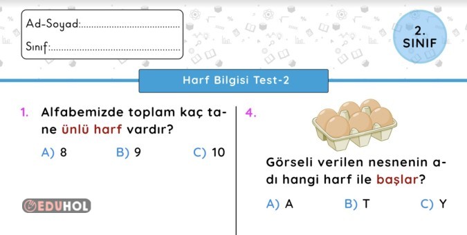 2. Sınıf Harf Bilgisi Test-2 · Eduhol - Etkinlik İndir Oyun Oyna Test ...