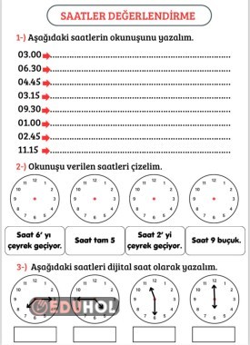 2.Sınıf saatler değerlendirme