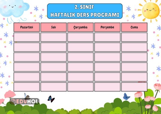 2.SINIF HAFTALIK DERS PROGRAMI ÇİZELGESİ