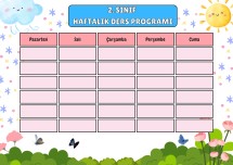 2.SINIF HAFTALIK DERS PROGRAMI ÇİZELGESİ