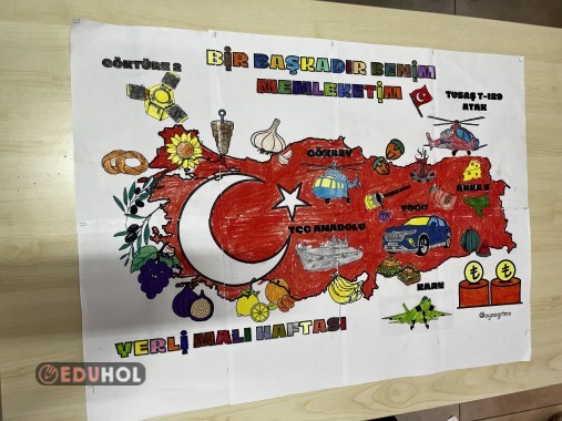 Büyük boy poster çocuklarla boyma ( grup boyama )yerli malı haftası