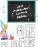 Okul Malzemeleri Boyama Sayfaları