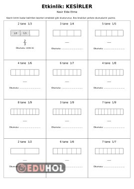 3.sınıf  matematik kesir elde etme etkinliği