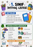 1.Sınıf İhtiyaç Listesi