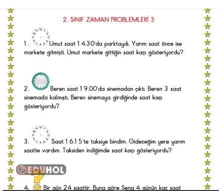 2.SINIF ZAMAN /SAAT PROBLEMLERİ 3