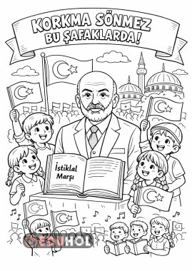 İstiklal Marşı'nın Kabulü boyama sayfası