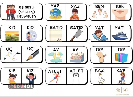 eş sesli sesteş kelimeler anahtarlık