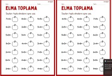 Toplama işlemi çalışma sayfaları