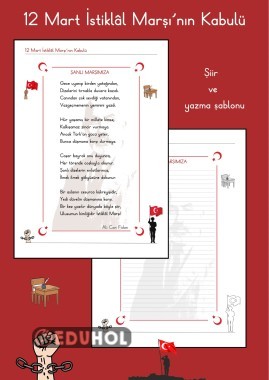 12 Mart İstiklâl Marşı’nın Kabulü “Şanlı Marşımıza” Şiir ve yazma şablonu