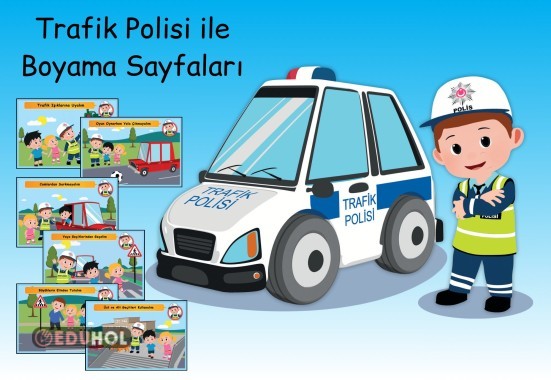 2. Sınıf Hayat Bilgisi “Trafik Polisi ile Boyama Sayfaları”