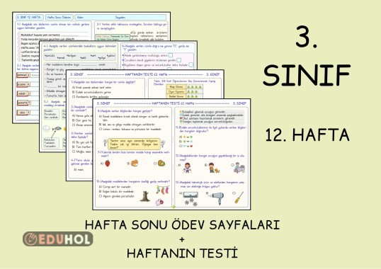 (3. Sınıf 12. Hafta) Hafta Sonu Ödevi ve Haftanın Testi (Yatay A4)