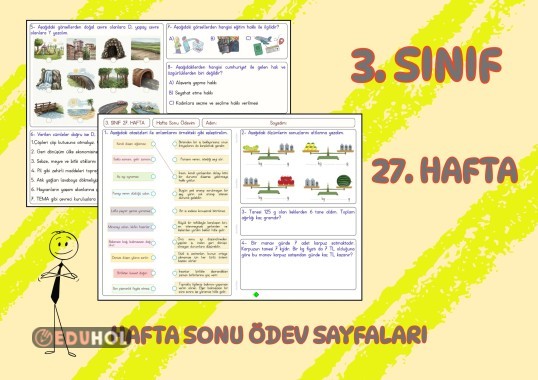 (3. Sınıf 27. Hafta) Hafta Sonu Ödevi (Yatay A4)