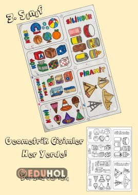 3. Sınıf Matematik Geometrik Cisimler Boyama Sayfası