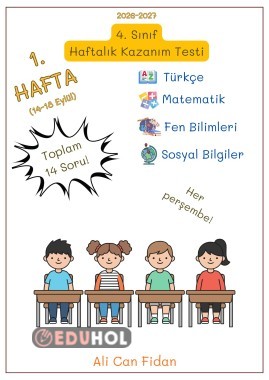 4. Sınıf 1. Hafta Kazanım Testi (14 soru)