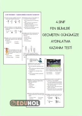 4. Sınıf Fen Bilimleri “Geçmişten Günümüze Aydınlatma” Kazanım Testi