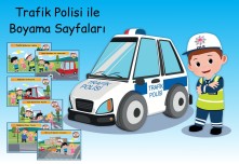 2. Sınıf Hayat Bilgisi “Trafik Polisi ile Boyama Sayfaları”