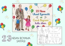 23 Nisan Boyama Sayfası “Atatürk ve çocuklar”