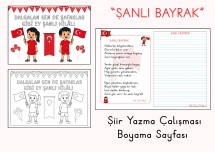 “Şanlı Bayrak” Şiir Yazma Çalışması ve Boyama Sayfası