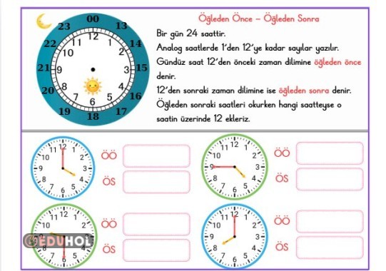Öğleden Önce Öğleden Sonra Zamanı Ölçme Defter Notu