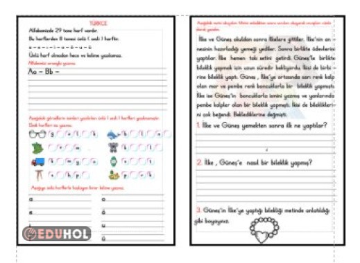 ALFABE - HARF BİLGİSİ ETKİNLİĞİ 3 - OKUMA ETKİNLİĞİ