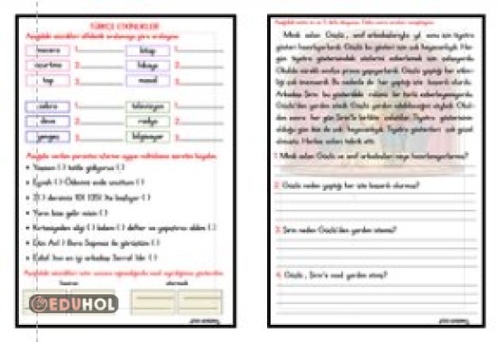 ALFABETİK SIRALAMA - SATIR SONUNA SIĞMAYAN KELİMELER - NOK. İŞA. - OKUMA ANLAMA ETKİNLİĞİ