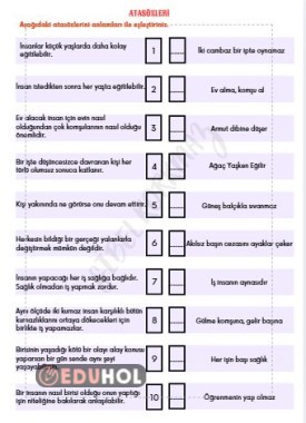 ATASÖZLERİNİ ANLAMLARI İLE EŞLEŞTİRME ETKİNLİĞİ - CEVAPLI