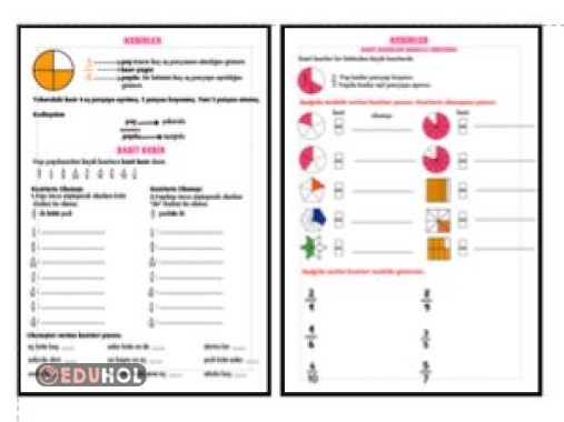 BASİT KESİRLERİN OKUNUŞU VE MODELLE GÖSTERİLİŞİ ETKİNLİKLERİ