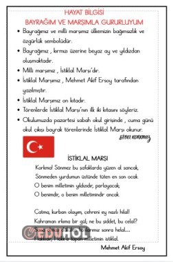 BAYRAĞIM VE MARŞIMLA GURURLUYUM DEFTERE YAPIŞTIRMA