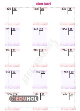 BÖLME İŞLEMİ ETKİNLİK 3