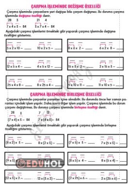 ÇARPMA İŞLEMİNDE BİRLEŞME VE DEĞİŞME ÖZELLİĞİ