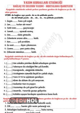 DE VE Kİ'NİN YAZIMI - NOKTALAMA İŞARETLERİ ETKİNLİK