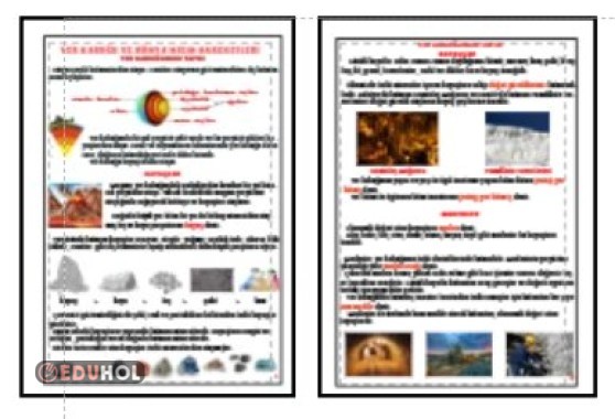 FEN BİLİMLERİ - YER KABUĞUNUN YAPISI - KAYAÇLAR DEFTER ÖZETİ
