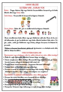 HAYAT BİLGİSİ - İLETİŞİM VAR , SORUN YOK DEFTER ÖZETİ