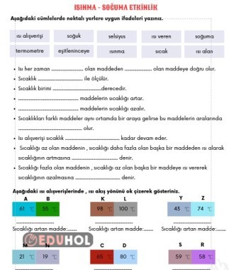 ISINMA VE SOĞUMA- ISI ALIŞ VERİŞİ KONU ETKİNLİĞİ